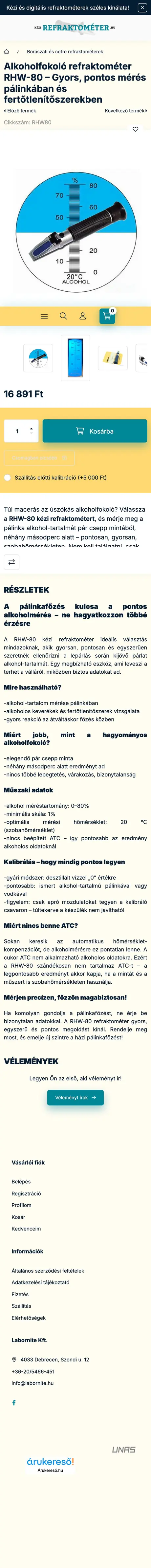 Kézi Refraktométer: Termékoldal: RHW-80 alkoholfokoló refraktométer – telefon az átköltözés előtt