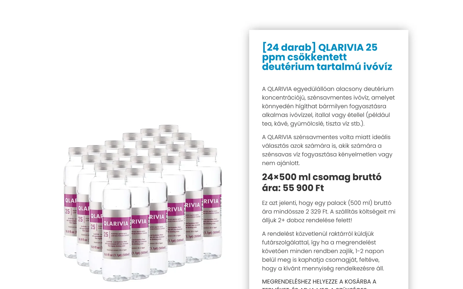 Qlarivia: Termékoldal – 25 ppm, 24 × 0,5 l az átköltözés előtt