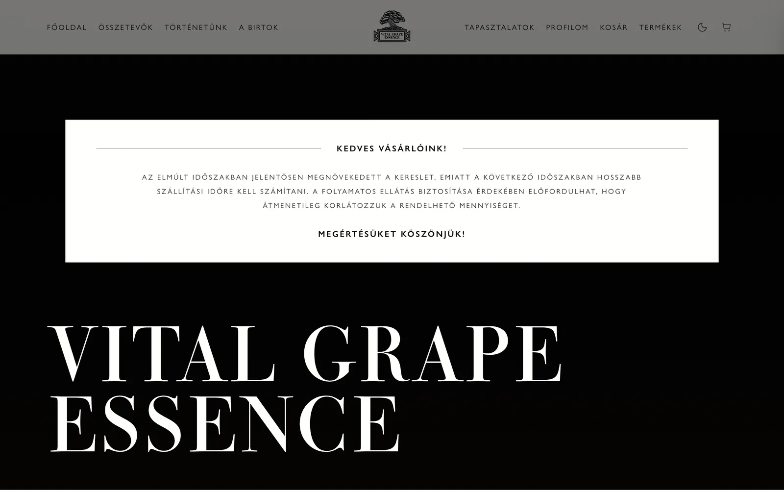 Vital Grape Essence: Főoldal az átköltözés után
